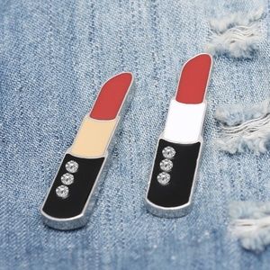 (1) Red Lipstick Enamel Pin Peach or White